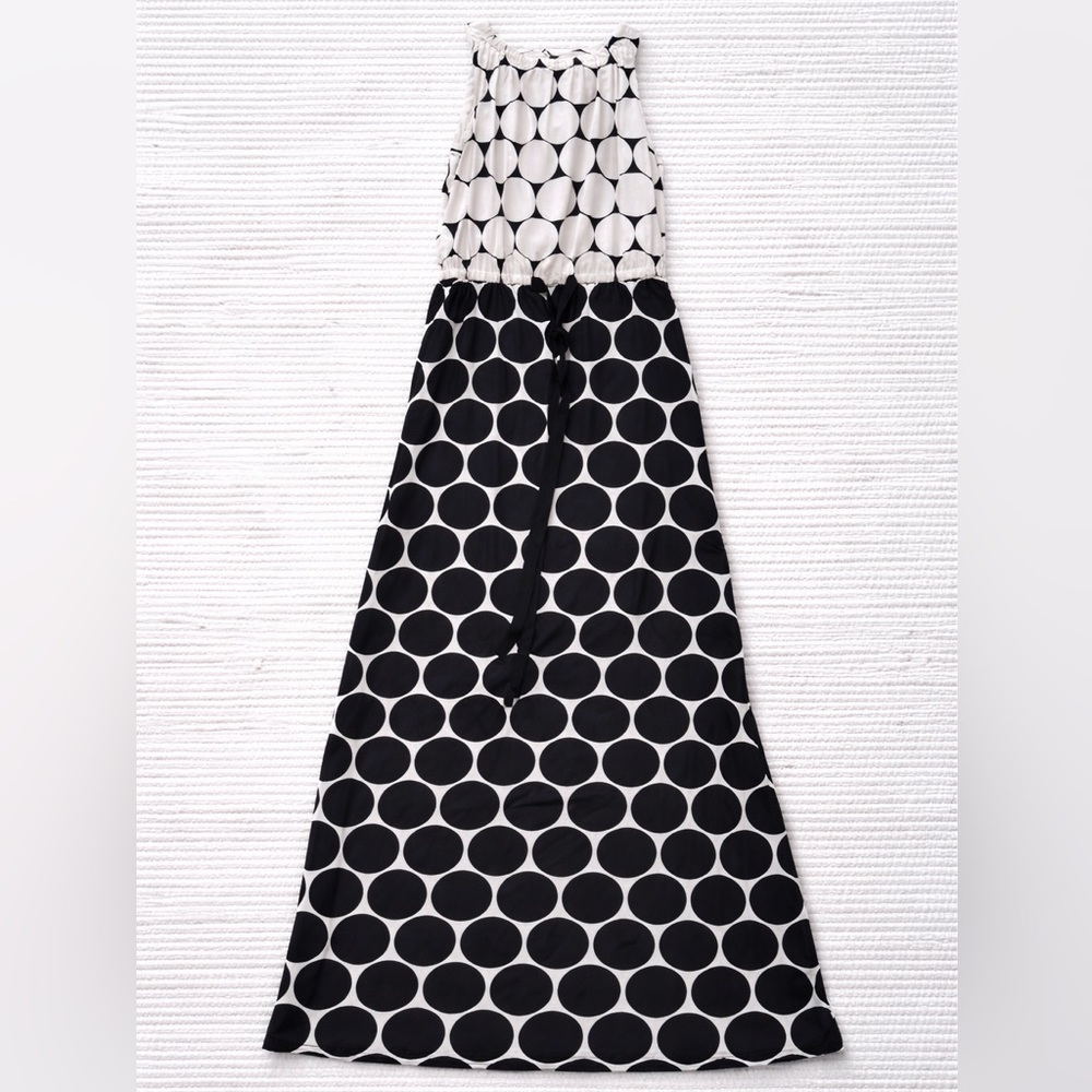 LOFT Silk Blend Maxi Dress Polka Dot Cotton Lined Sleeveless 4
